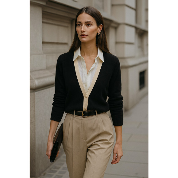 Lord & Taylor Cashmere Cardigan Sweater Medium Quiet Luxury Preppy Old Money - Picture 1 of 5